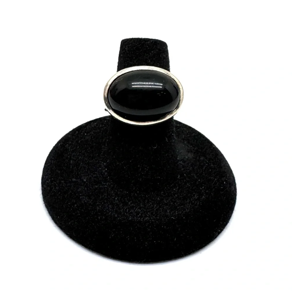 Sterling Silver and Onyx Statement Ring Size 7